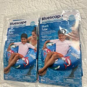 2 Bluescape Blue Shark Inflatable Swim Tube Pool Float for Adults & Kids Age 9+